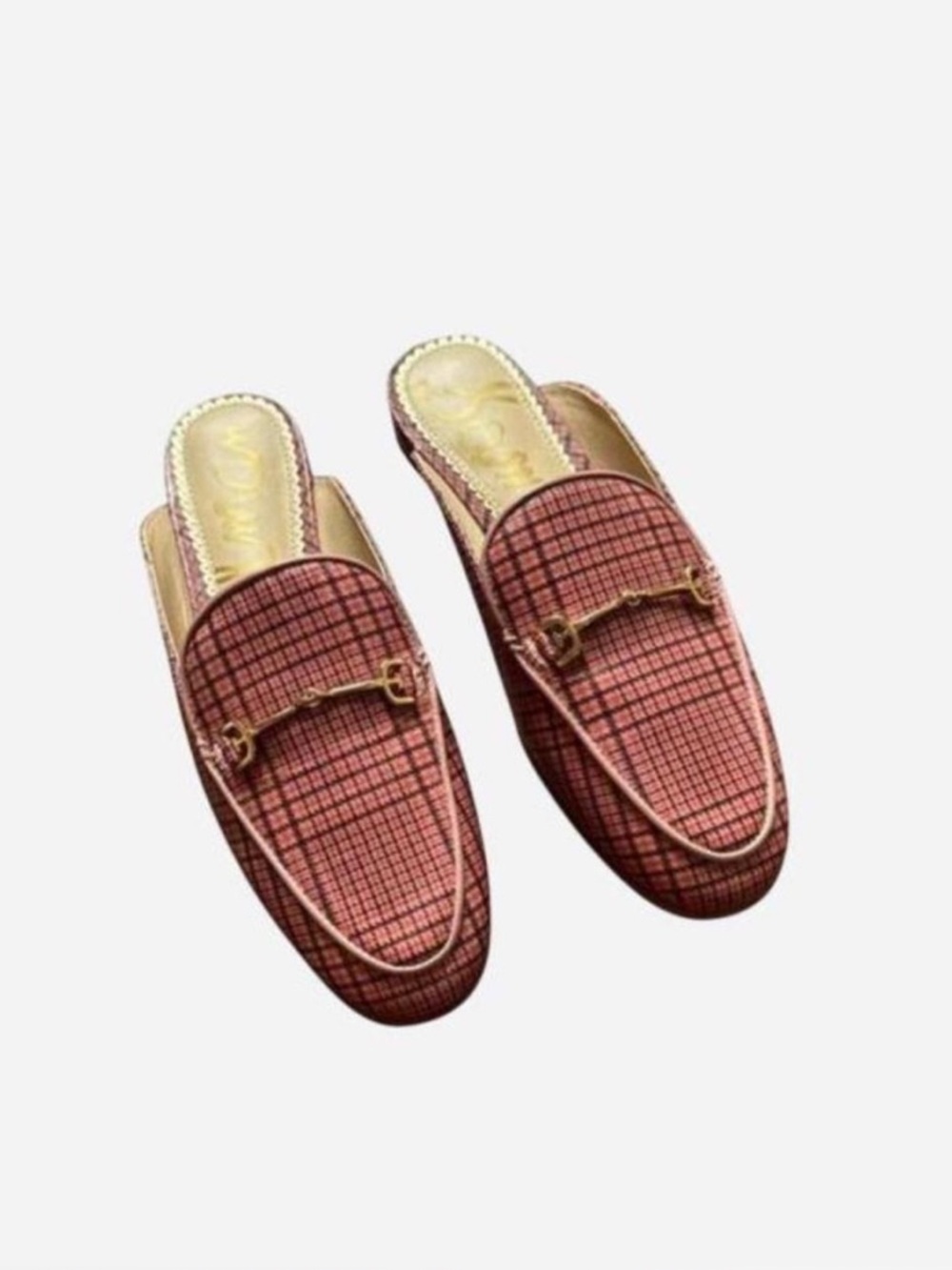 Sam Edelman Linnie Loafers mule Sz 6M Corpcore office summer casual pink plaid